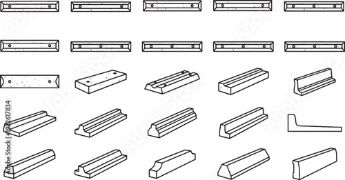 A detailed, technical illustration showcases a variety of railway tracks, detailing the precision and structural components.  