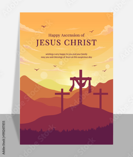 Gradient ascension day poster template