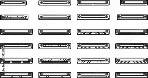 A series of stylized stereo graphic representations are arranged, showing the product in different appearances and forms, suitable for design and conceptual.