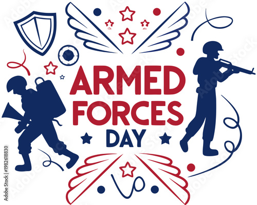 Armed Forces Day Celebration Vector Art, Honor and Support Military Isolated on White