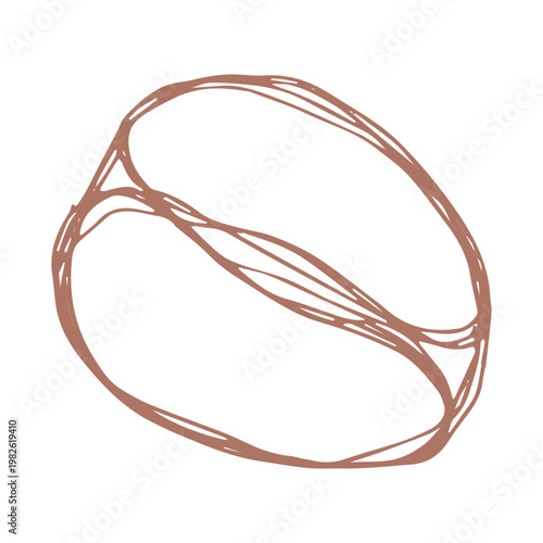 Hand drawn fresh roasted coffee bean Arabica robusta seed doodle Single element for print, web, design, decor