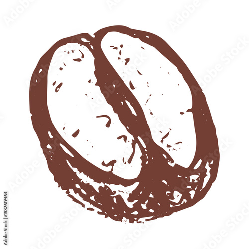 Hand drawn fresh roasted coffee bean Arabica robusta seed doodle Single element for print, web, design, decor