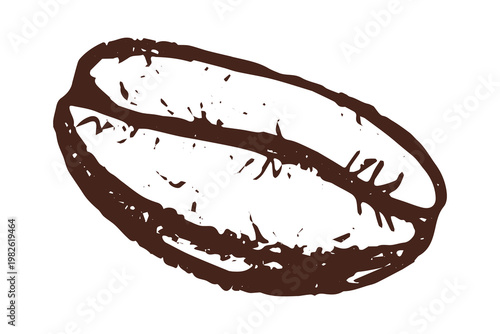 Hand drawn fresh roasted coffee bean Arabica robusta seed doodle Single element for print, web, design, decor