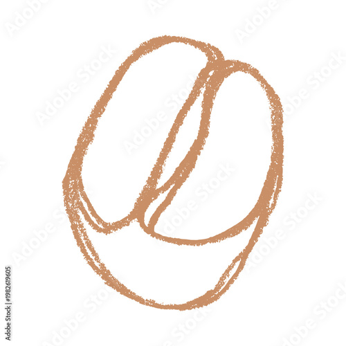 Hand drawn fresh roasted coffee bean Arabica robusta seed doodle Single element for print, web, design, decor