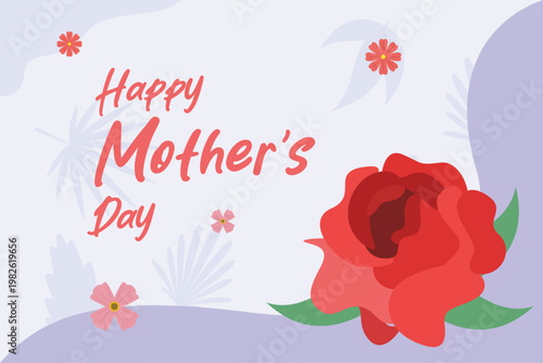 Red Rose Illustration For Mothers Day. Mother Day Concept. Vector graphic illustration