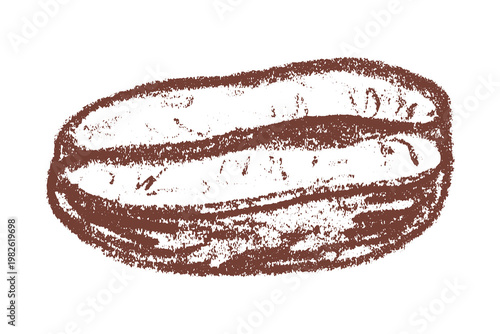 Hand drawn fresh roasted coffee bean Arabica robusta seed doodle Single element for print, web, design, decor