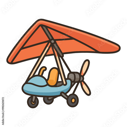 Small hang glider ultralight aircraft flying