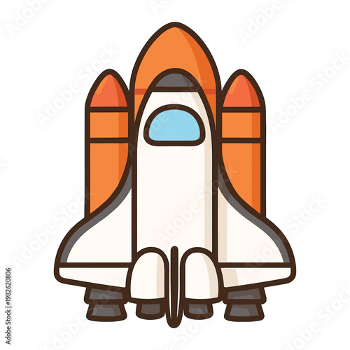 Space shuttle with external fuel tanks flat vector