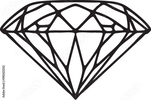 Classic diamond gemstone outline icon