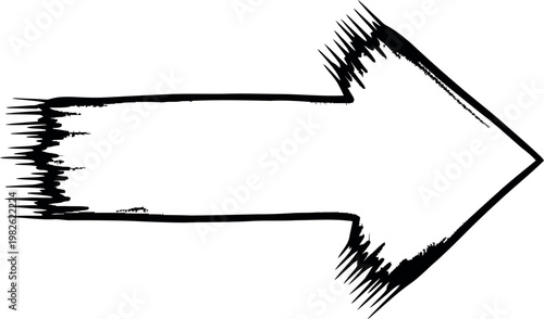 Hand drawn black arrow illustration a simple directional indicator with rough edges and textured appearance