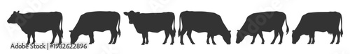 cow silhouette set on white background