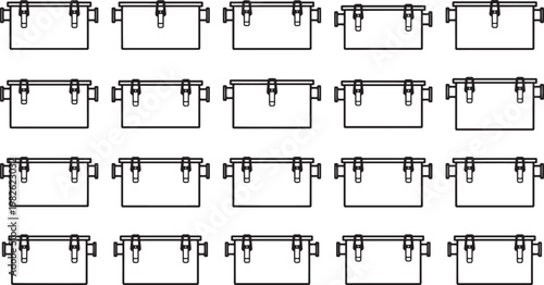 A grid of minimalist cooler icons, perfect for representing summer and outdoor activities. 