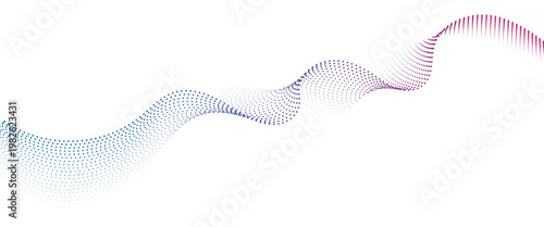 Flowing Dot Wave halftone gradient pattern on transparent background
