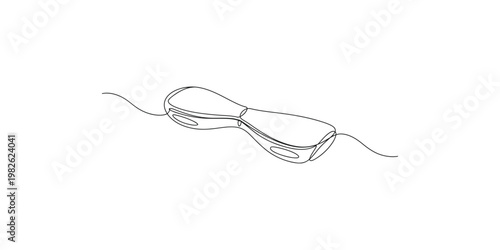 Continuous line drawing of a sleep mask on a white background sleeping eye one