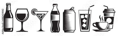 drink assortment illustration beverage collection