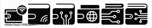 wallet icon set on white background