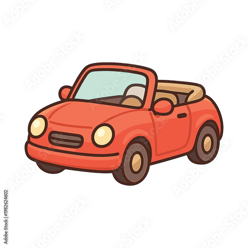 Red convertible car cartoon flat vector illustration