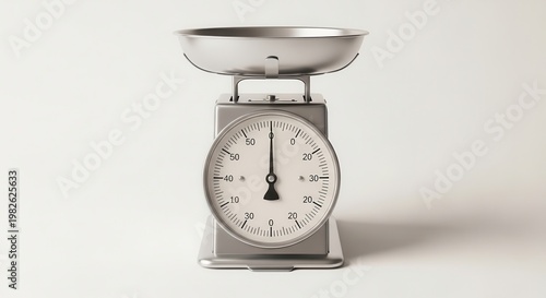 Vintage style weighing apparatus for domestic baking and accurate food preparation on white