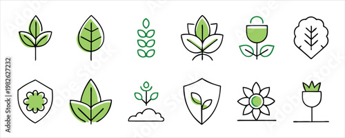 plant protection editable stroke outline icon set 