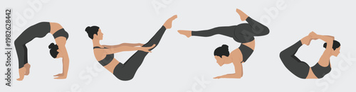 set with women doing yoga yoga positions women practice 