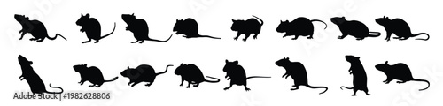 set silhouettes of rats 