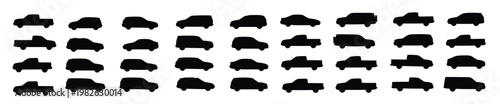  silhouetted car icons that are quite generic representing