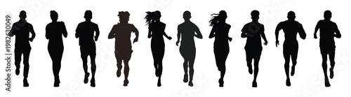 silhouette runner front view collection illustration 