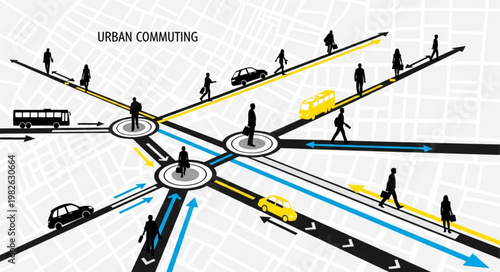 Urban Commuting Abstract Representation of City Transportation Network.