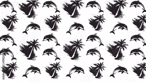 set of black silhouettes of plants