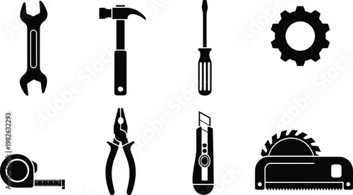 Professional editable vector illustration collection set of construction tools wrenches hammers screwdrivers more