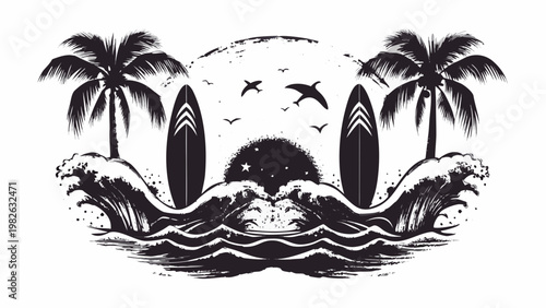 vector illustration of a tropical island