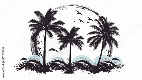 vector illustration of a tropical beach