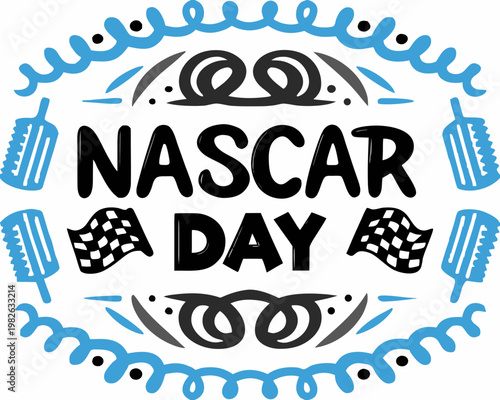 NASCAR Day Racing Car Vector Art, Speed and Motorsport Event Illustration