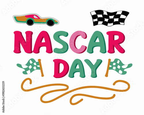 NASCAR Day Motorsports Vector Illustration, Racing Championship Theme Design