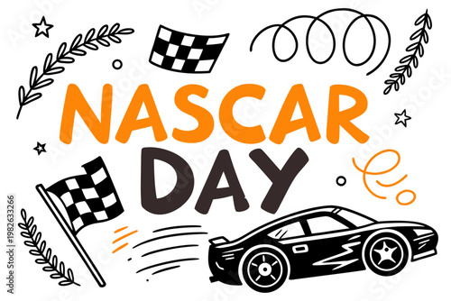 NASCAR Day Vector Illustration, Racing Celebration Motorsports Design