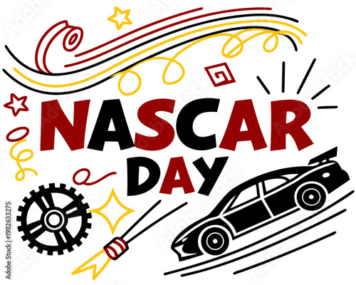 NASCAR DAY vector illustration isolated on white background
