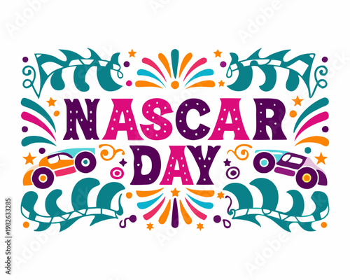 NASCAR DAY vector illustration isolated on white background