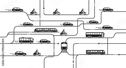 Urban Transportation Network Illustration.