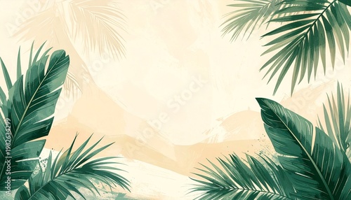 Aesthetic Botanical Greenery Background with Copy Space