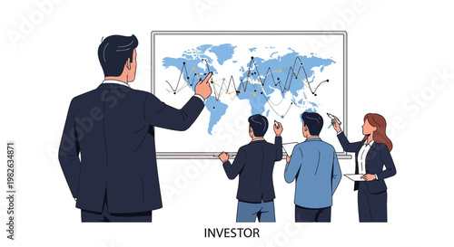 Businessman analyzing financial data with charts and graphs on digital tablet