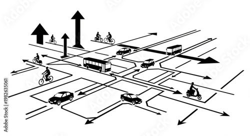 Urban Traffic Intersection with Diverse Transportation Modes.