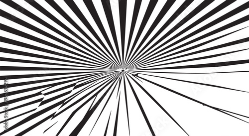 Abstract burst, black and white lines, radial pattern, dynamic background