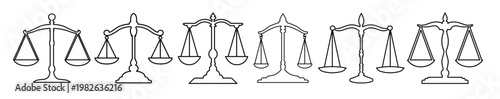 collection of different scales justice outline icon 