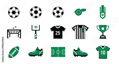 Collection of Soccer and Football Sports Icons and Symbols.