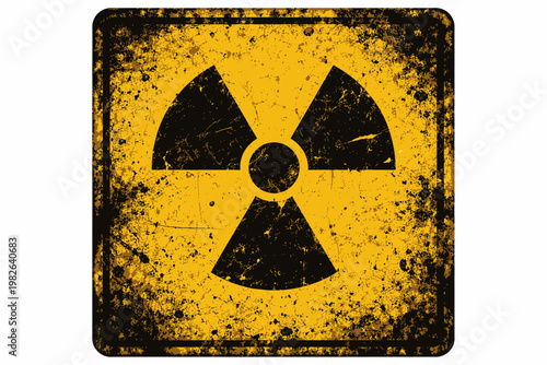 radiation warning sign on black background