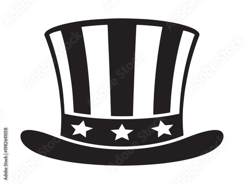 Iconic american uncle sam hat illustration in black and white