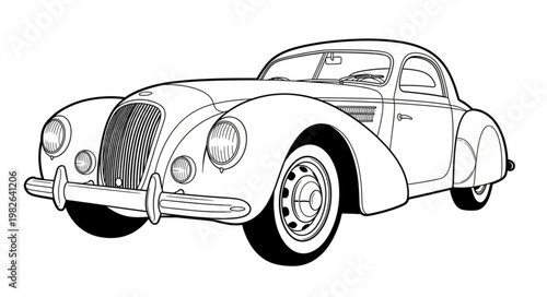 Vintage Coupe Car Illustration.