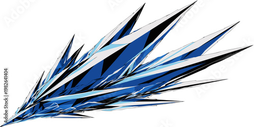 Abstract geometric crystal shards in shades of blue and white with geometric abstract fragment fractured isolated background structure creative illustration translucent reflection