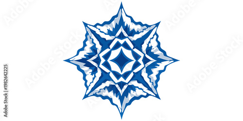 Intricate blue geometric snowflake star pattern with snowflake geometric symmetry abstract ornament structure detailed decoration seasonal background geometry illustration artistic
