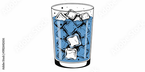 Clear beverage in glass with ice cubes and bubbles white background refreshing drink beverage illustration cool drink liquid refreshment beverage design ice cold beverage refreshing